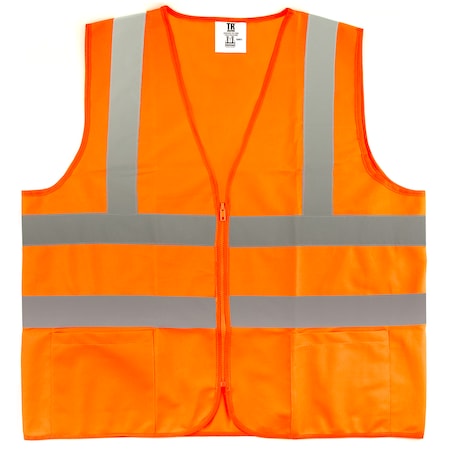Tr Industrial Orange High Visibility Reflective Class 2 Safety Vest, L, 5-pk TR88051-5PK
